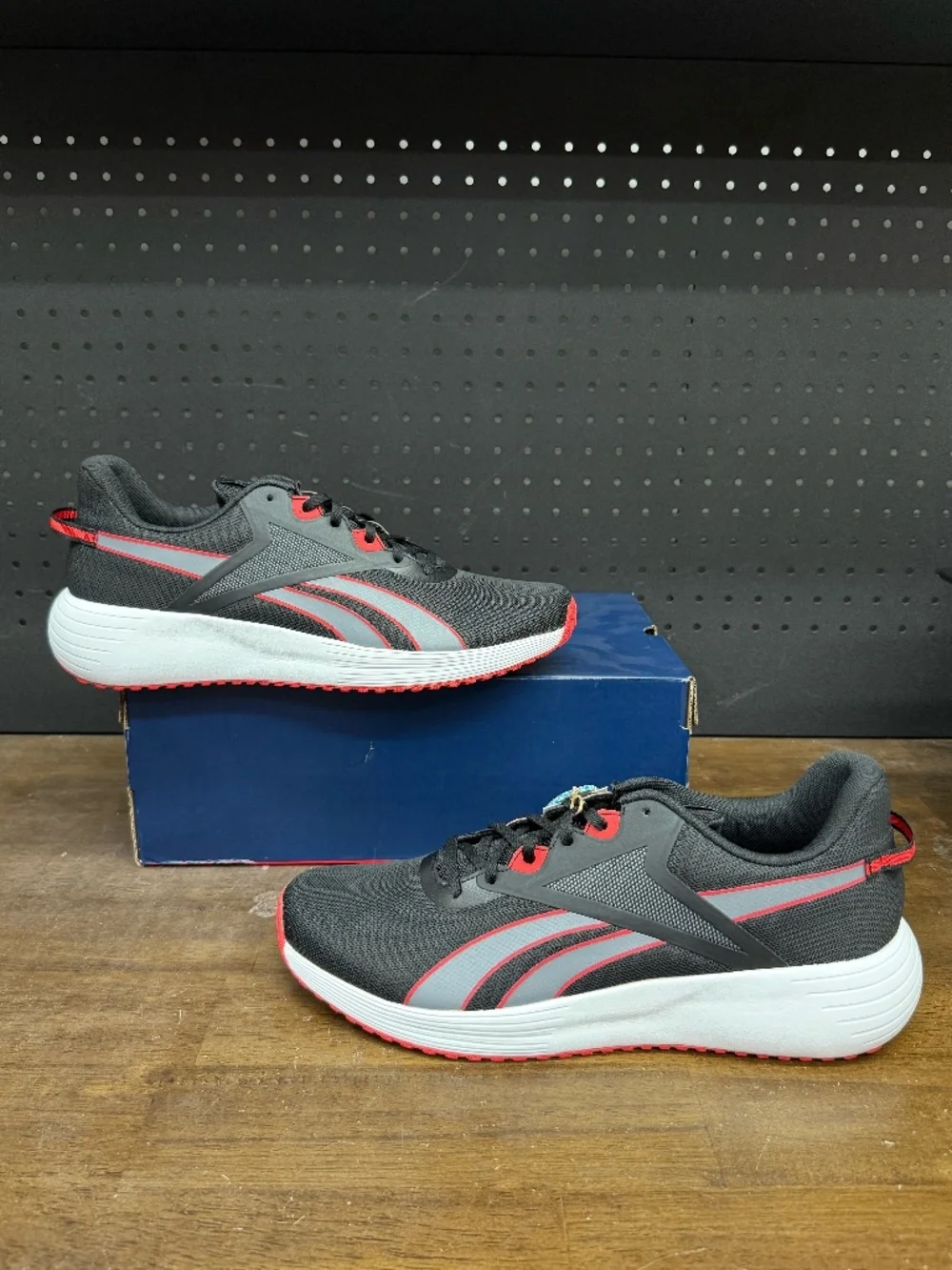 New W/ Box! Men's Reebok Lite Plus 3 Black Grey Red Running Sneakers Size 13